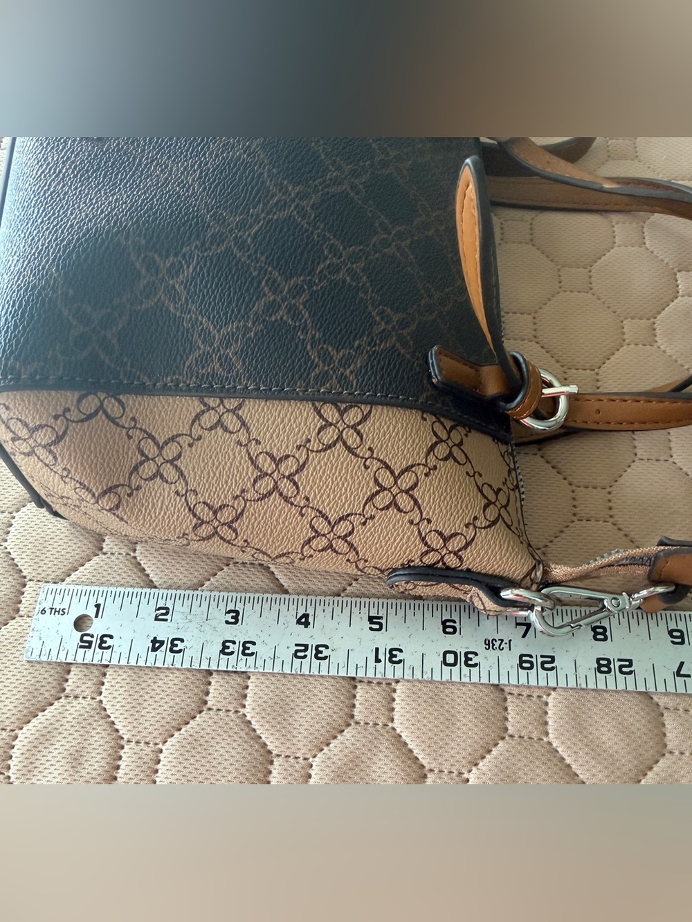 Nine West EUC Coated Canvas
Mini Satchel/Crossbody
Handbag clean interior - Picture 9 of 13